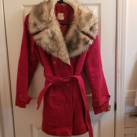 Paolo Jackets & Blazers - Paolo Medium Red Jacket Fur Neck